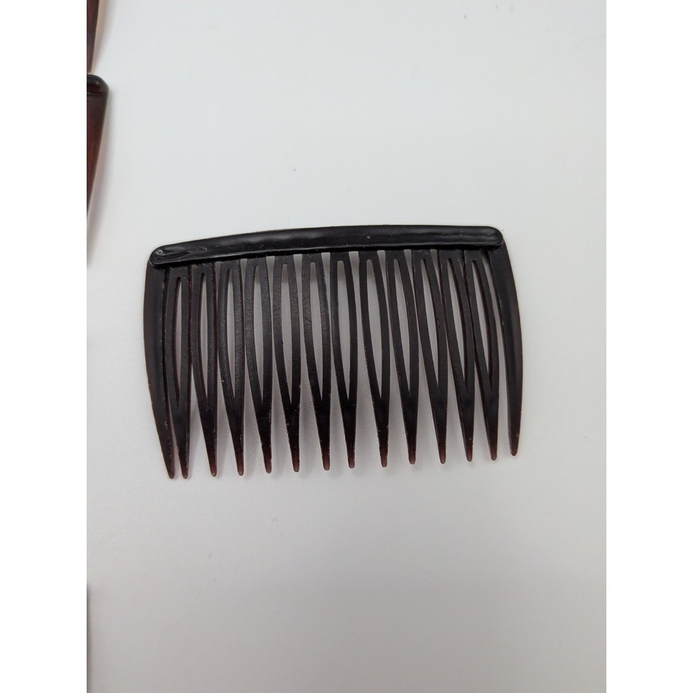 Vintage Goody Mini Hair Combs Side Pin Brown Marble Tortoise 2" USA - Picture 10 of 16